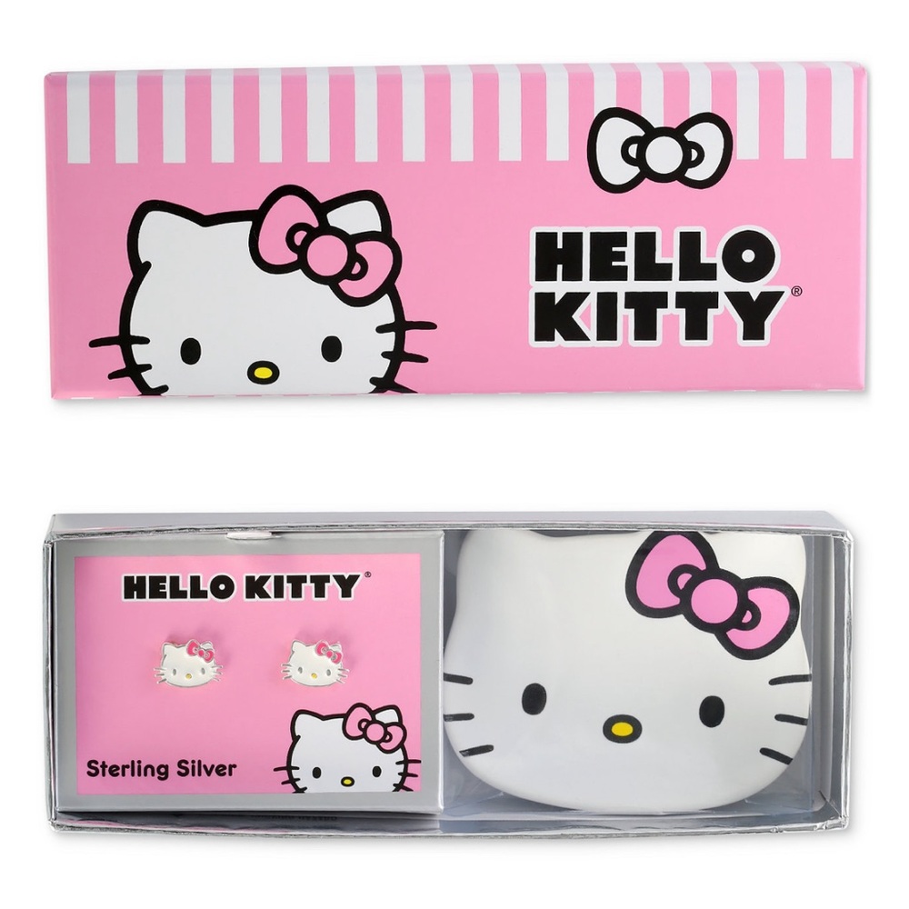 Hello Kitty 2-Pc. Set Enamel Kitty Stud Earrings in Sterling silver